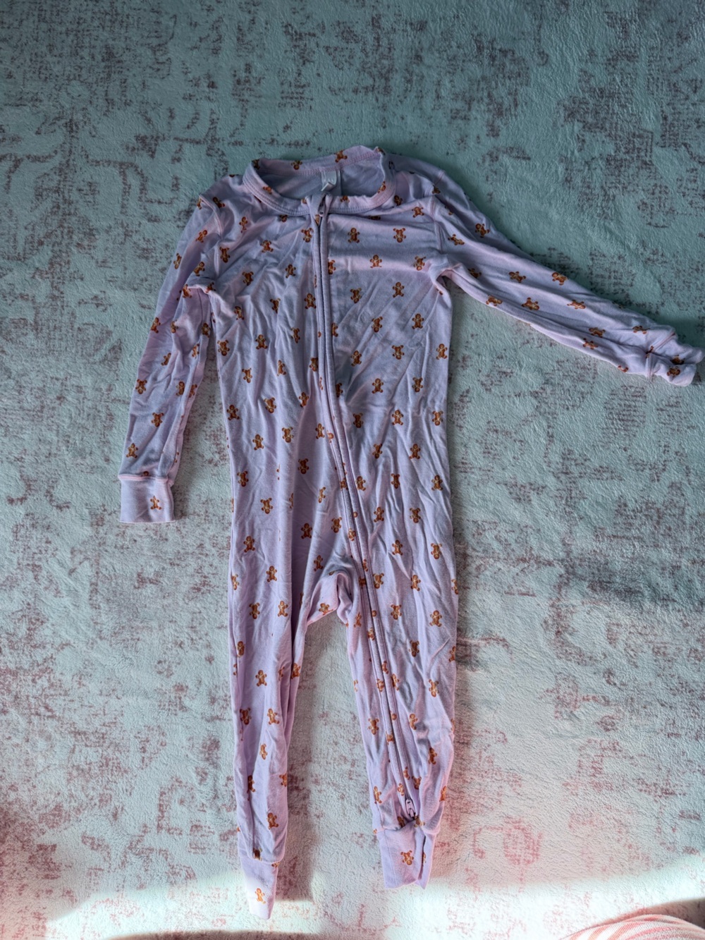 SKIMS Pink Teddy-Print Kids Footed Onesie